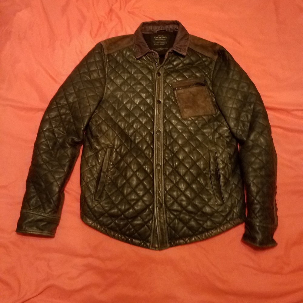 All Saints "Alter" Jacket Quilted Leather Suede